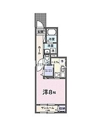 ラ・ボヌール 1Kの間取図画像