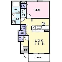 ソレアード・ビューB 1LDKの間取図画像
