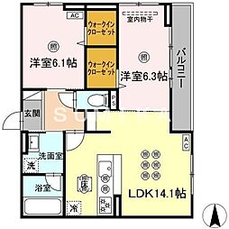 ノーブルミキ 2LDKの間取図画像