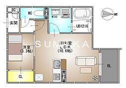 REGALEST住吉 1LDKの間取図画像