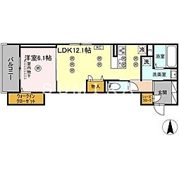 シエロアスール 1LDKの間取図画像