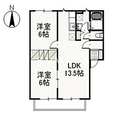 アウローラ万倍B 2LDKの間取図画像