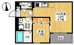 レガリスト平井 1LDKの間取図画像