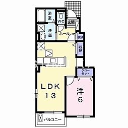 メゾン・ド・ソレイユD 1LDKの間取図画像