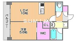 N・O医大南 1LDKの間取図画像