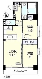 サンセール東古松2 2LDKの間取図画像
