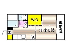 ネスト2 1Kの間取図画像
