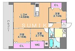 岡山市北区西島田町マンション 3LDKの間取図画像