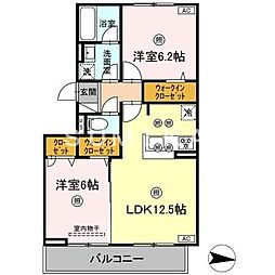 Villa Plum 2LDKの間取図画像