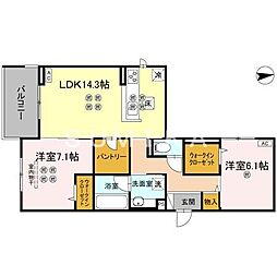 Woody 2LDKの間取図画像