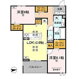 Woody 2LDKの間取図画像