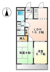 ファインヴィーブル参番館 2LDKの間取図画像