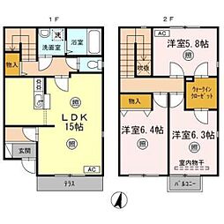 リースランド平福B 3LDKの間取図画像