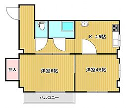 (株)黒住ビル 2DKの間取図画像