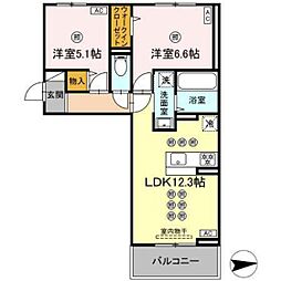 トリシア上中野 2LDKの間取図画像