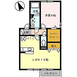 ルミエールA 1LDKの間取図画像