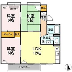 関ニューバリヤB 3LDKの間取図画像