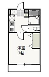 ラッキー下中野 1Kの間取図画像