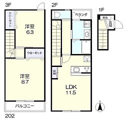 カーサ中庄 2LDKの間取図画像