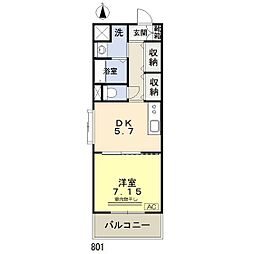 COCO中島田 1DKの間取図画像
