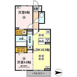 トリシア関 2LDKの間取図画像