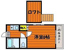 ブルーノ竹田 1Kの間取図画像