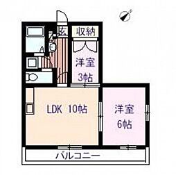 サンビレッジ操明A 2LDKの間取図画像