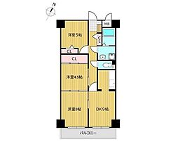 ガーデングラス桑野1 3DKの間取図画像