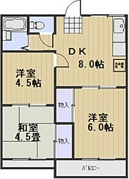 メゾン河合A 3DKの間取図画像