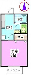 シングルライフ富田 1DKの間取図画像