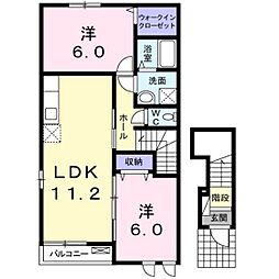 ハーモニーツネヤマ 2LDKの間取図画像
