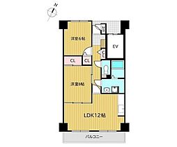 ガーデングラス桑野1 2LDKの間取図画像