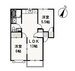 グリーンパーク西辛川C 2LDKの間取図画像