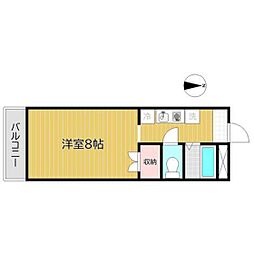 スカイアロー 1Kの間取図画像