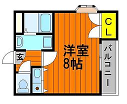 パルミラ浜 ワンルームの間取図画像