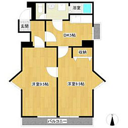 wedgecourt中庄 2DKの間取図画像