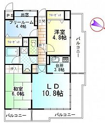 ファミールタワープラザ岡山 2SLDKの間取図画像
