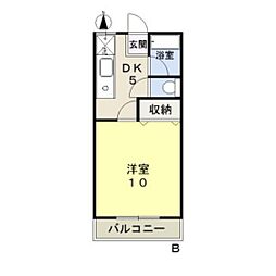 リズミラルーU 1DKの間取図画像