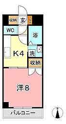 グローリー中庄 1Kの間取図画像