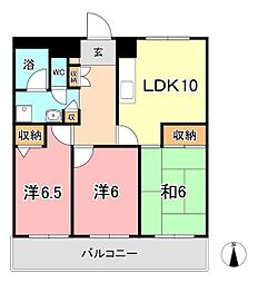 清幸マンション野田 3LDKの間取図画像