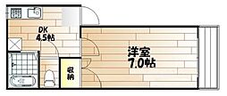 リバーサイドアーバン 1DKの間取図画像
