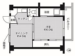 ビレッジハウス吉備1号棟 1DKの間取図画像