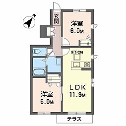 旭東衛生万富団地 2LDKの間取図画像
