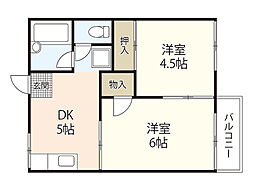 コーポつしま 2DKの間取図画像