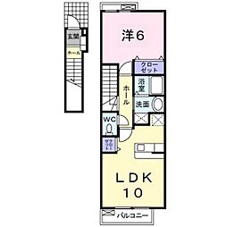 アプローズ瀬戸 1LDKの間取図画像