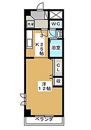 セントラル参番館 ワンルームの間取図画像