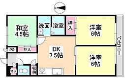 オルセーメゾン山川C 3DKの間取図画像