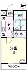 コーポ半田5 1Kの間取図画像