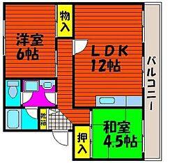 操南ハイツ 2LDKの間取図画像