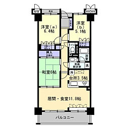 サーパスシティ大供 3LDKの間取図画像